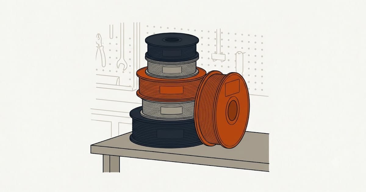 Several filament spools of different materials