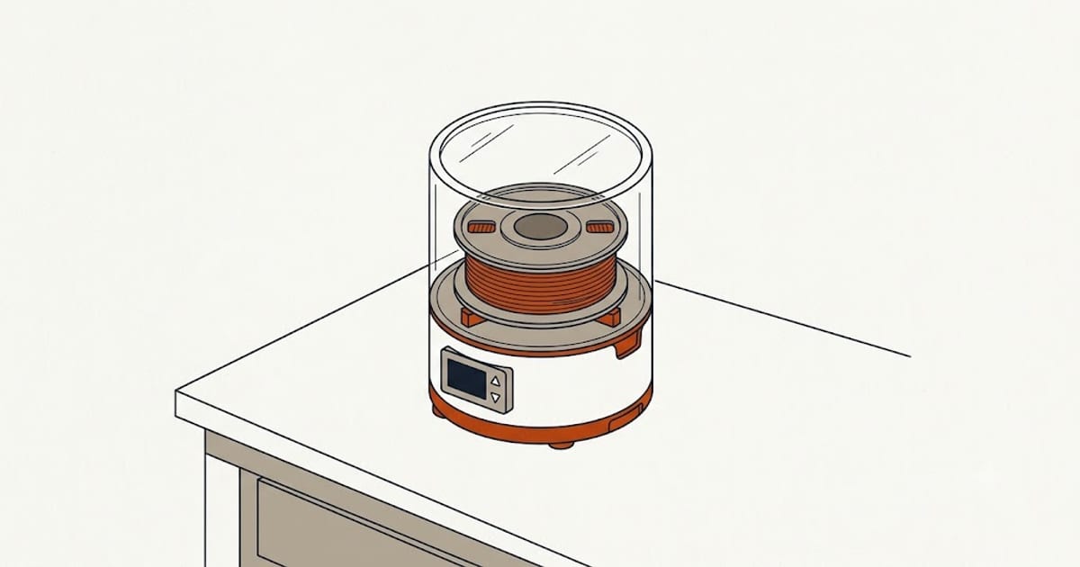 Filament spool inside a drying chamber