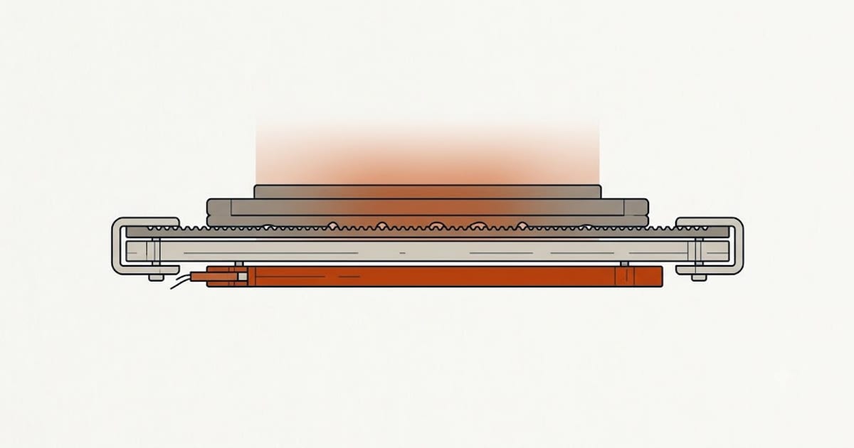 Cross-section of a heated build plate with a printed first layer