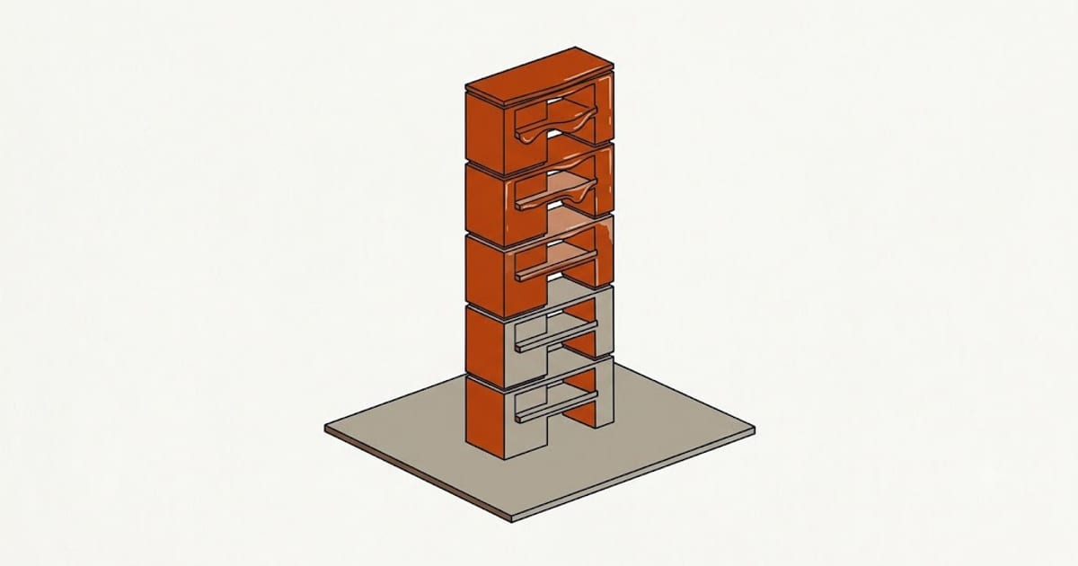 A printed temperature tower with visibly different surface quality in each block
