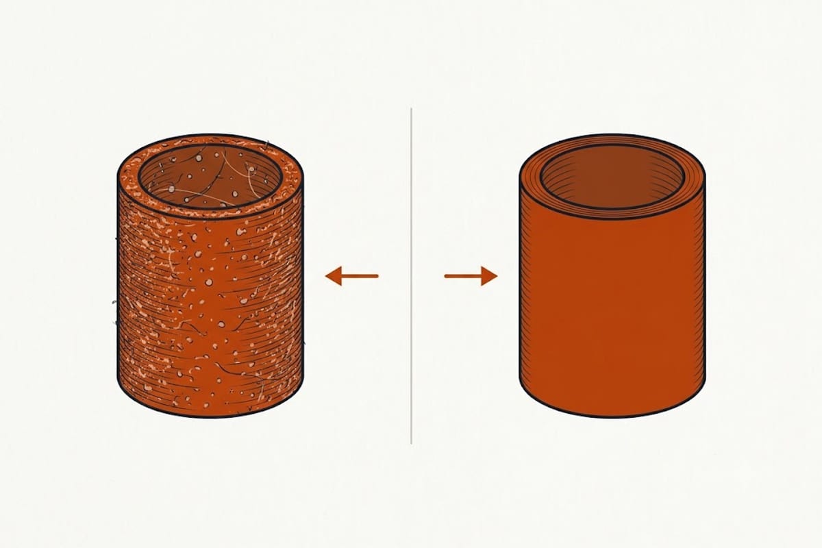 The same part printed from wet and from dried filament